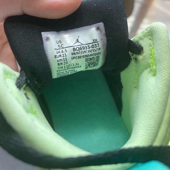 Air Jordan 1 Mid SE TD ‘Clover’ Black/Aurora Green Baby Toddler Sneakers Size 5C - Picture 5 of 8